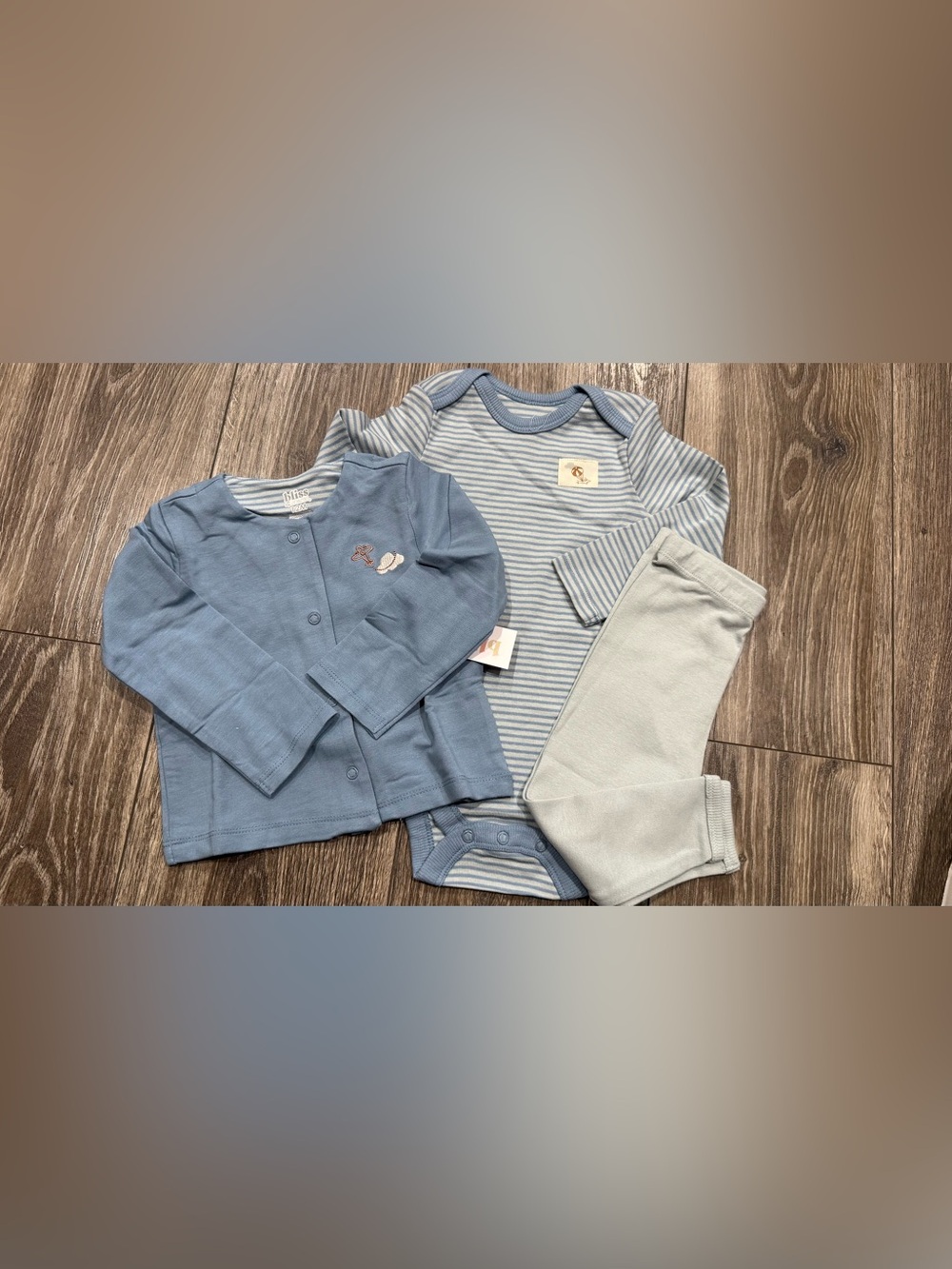NWT Bliss Light Blue & Sky Stripe 3-Piece Kids Set